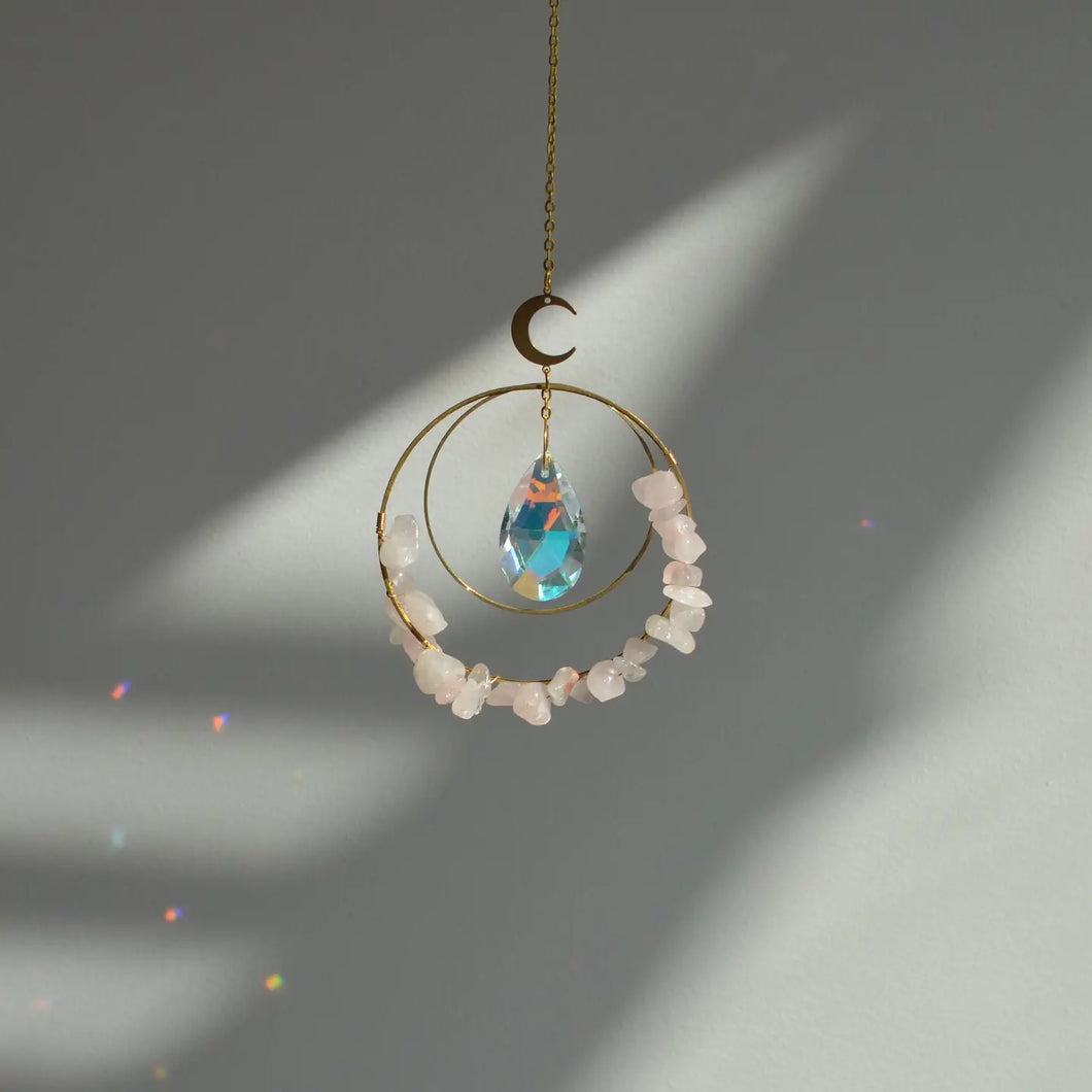 Rose Quartz & Crystal Suncatcher